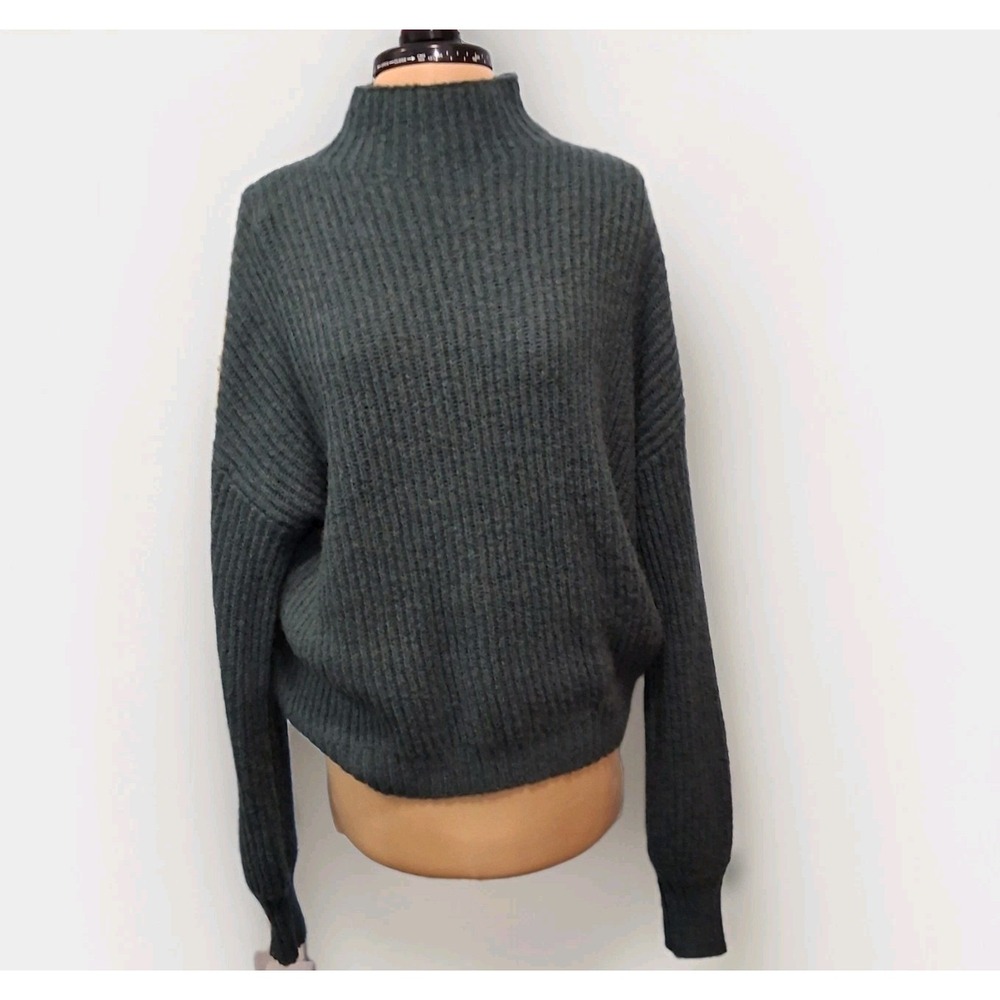 Revolve Lovers and Friends Wool Blend Mock Neck Pull Over Bubble Sleeve Sweater